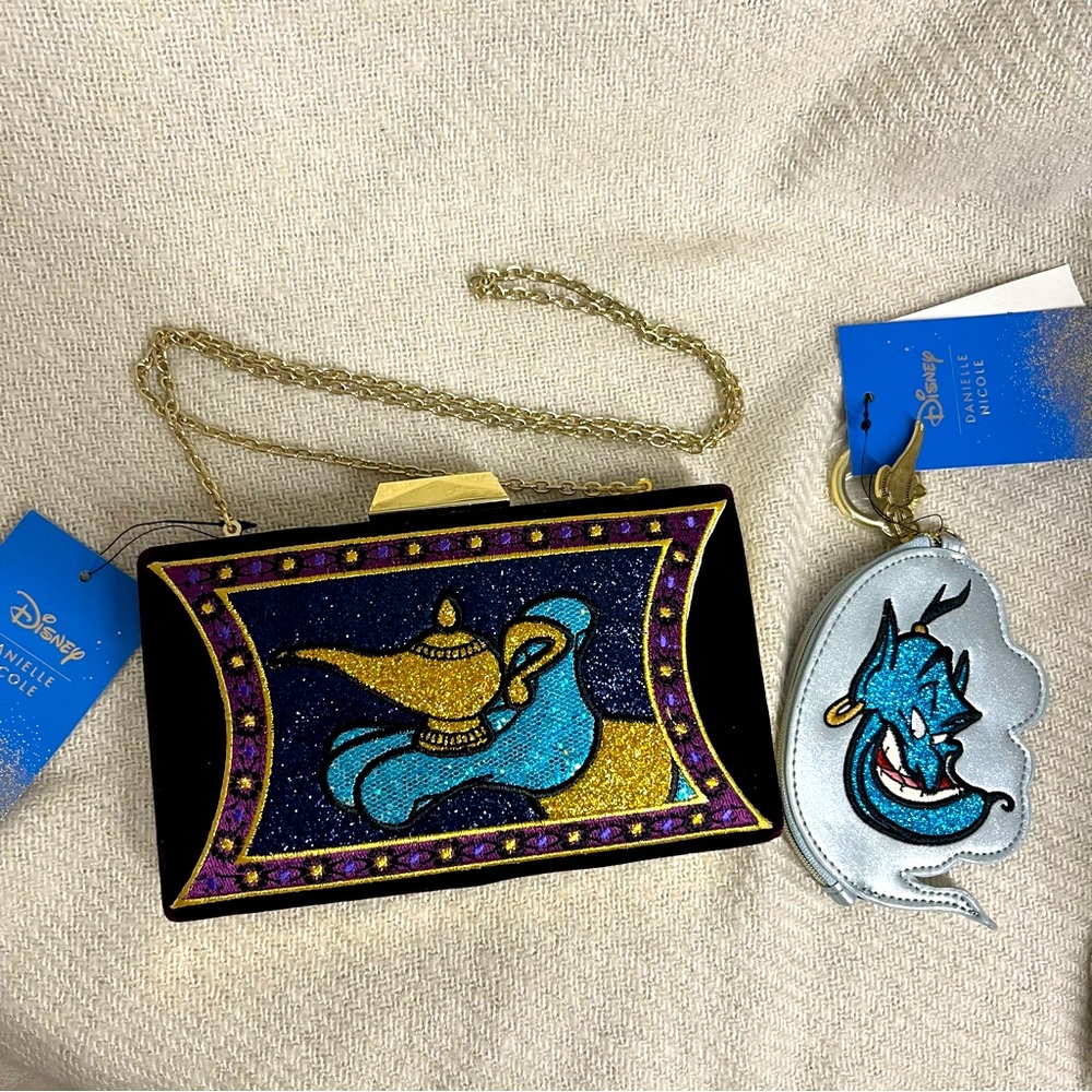 NWT Danielle Nicole Disney’s Aladdin Genie Clutch & Coin Purse Set